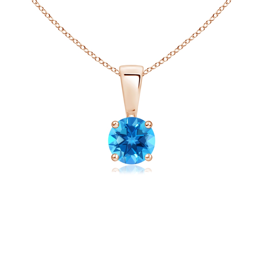 4mm AAAA Classic Round Swiss Blue Topaz Solitaire Pendant in Rose Gold