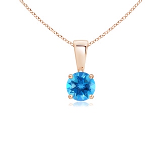 4mm AAAA Classic Round Swiss Blue Topaz Solitaire Pendant in Rose Gold
