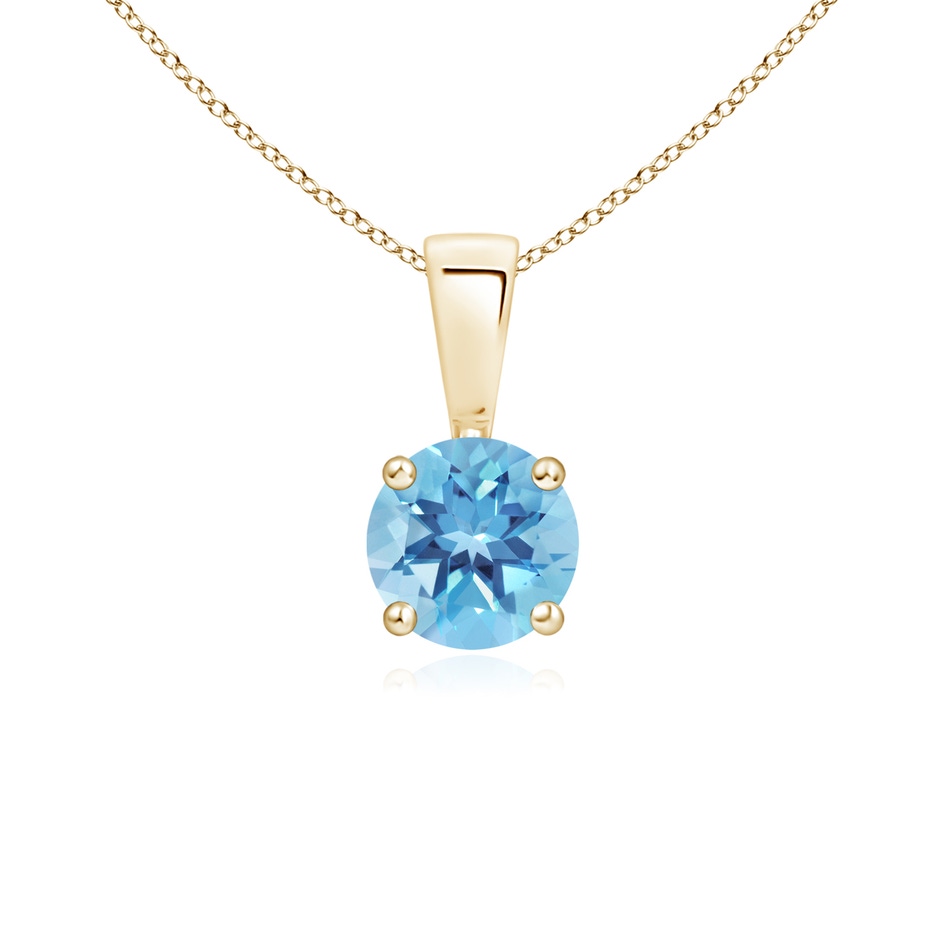 5mm A Classic Prong-Set Round Swiss Blue Topaz Solitaire Pendant in 9K Yellow Gold 