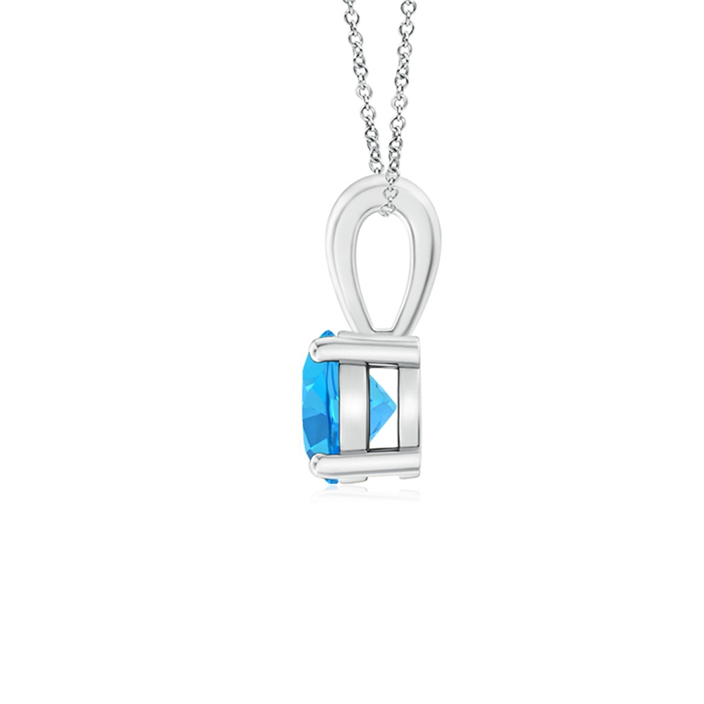 5mm AAA Classic Round Swiss Blue Topaz Solitaire Pendant in White Gold Side 1