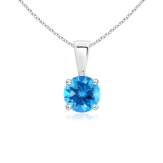 5mm AAAA Classic Round Swiss Blue Topaz Solitaire Pendant in P950 Platinum