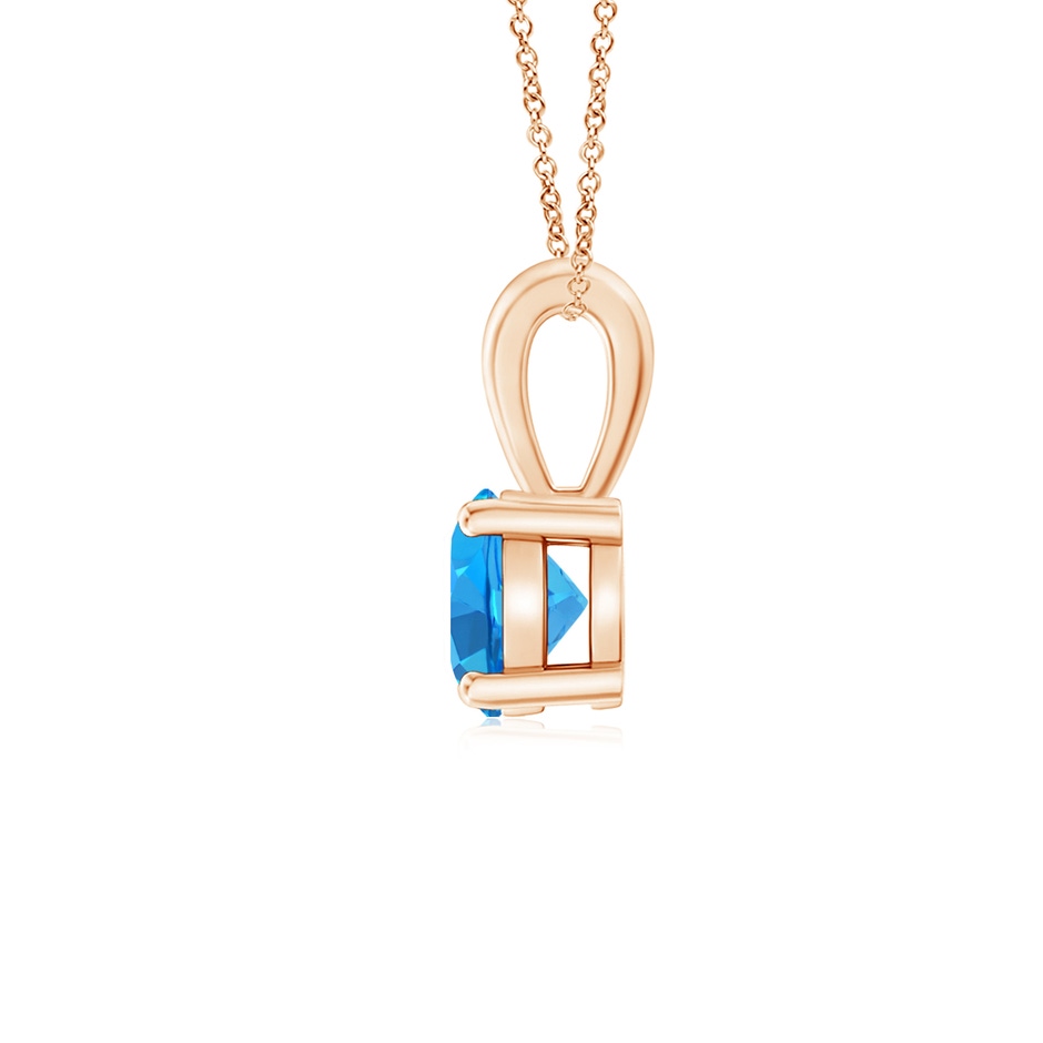 5mm AAAA Classic Prong-Set Round Swiss Blue Topaz Solitaire Pendant in Rose Gold side 199