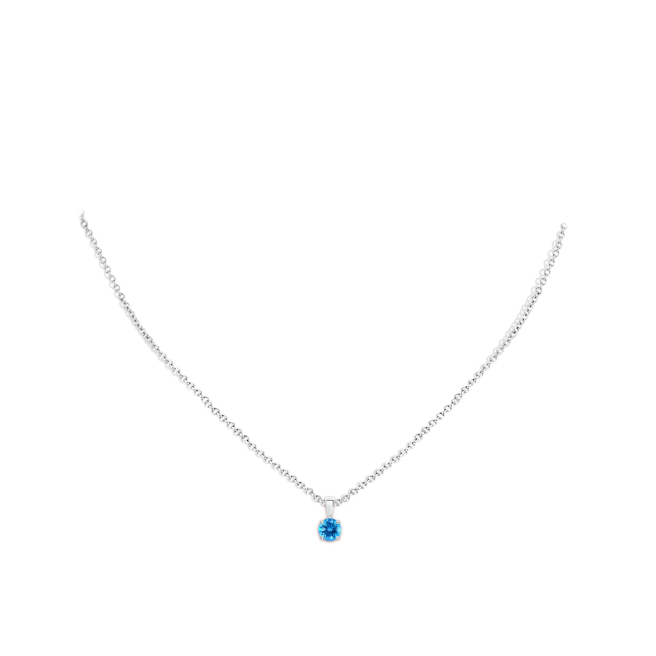 5mm AAAA Classic Prong-Set Round Swiss Blue Topaz Solitaire Pendant in White Gold pen