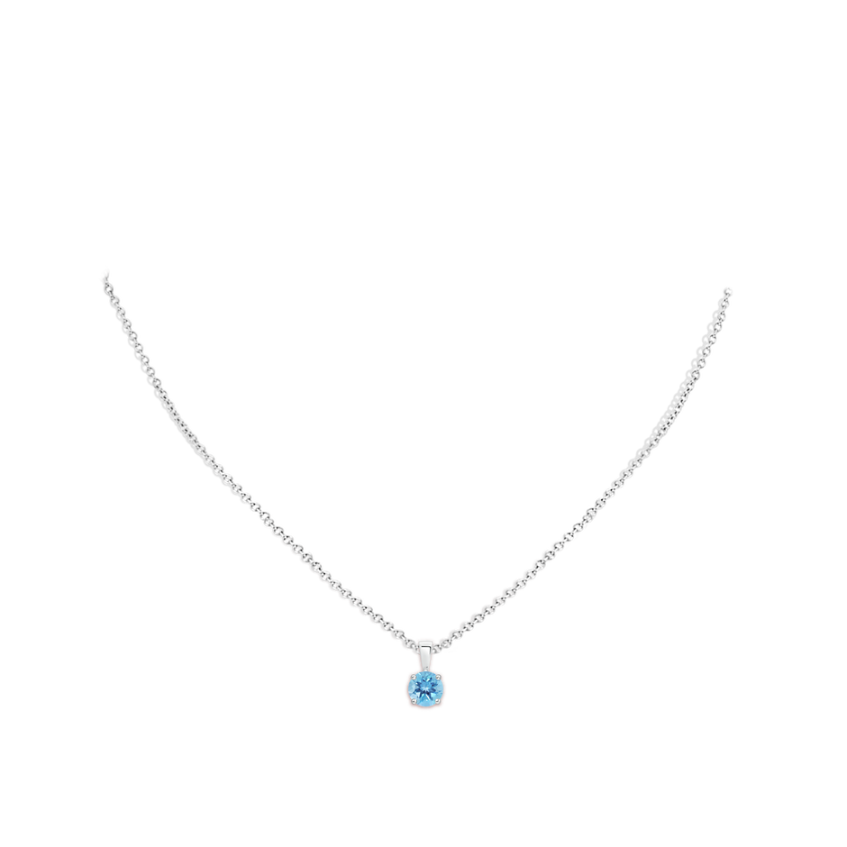 6mm A Classic Prong-Set Round Swiss Blue Topaz Solitaire Pendant in P950 Platinum pen