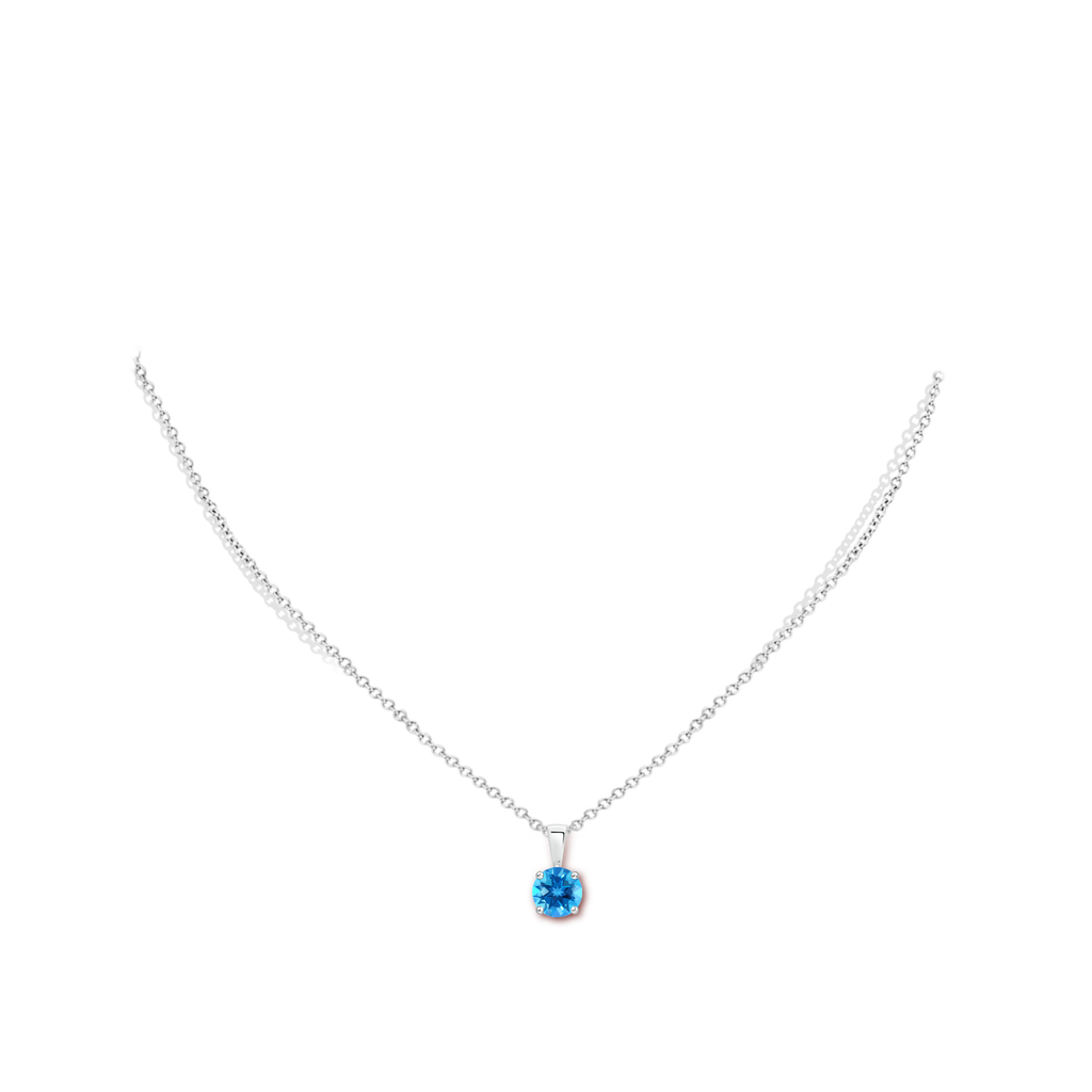6mm AAAA Classic Round Swiss Blue Topaz Solitaire Pendant in P950 Platinum Body-Neck