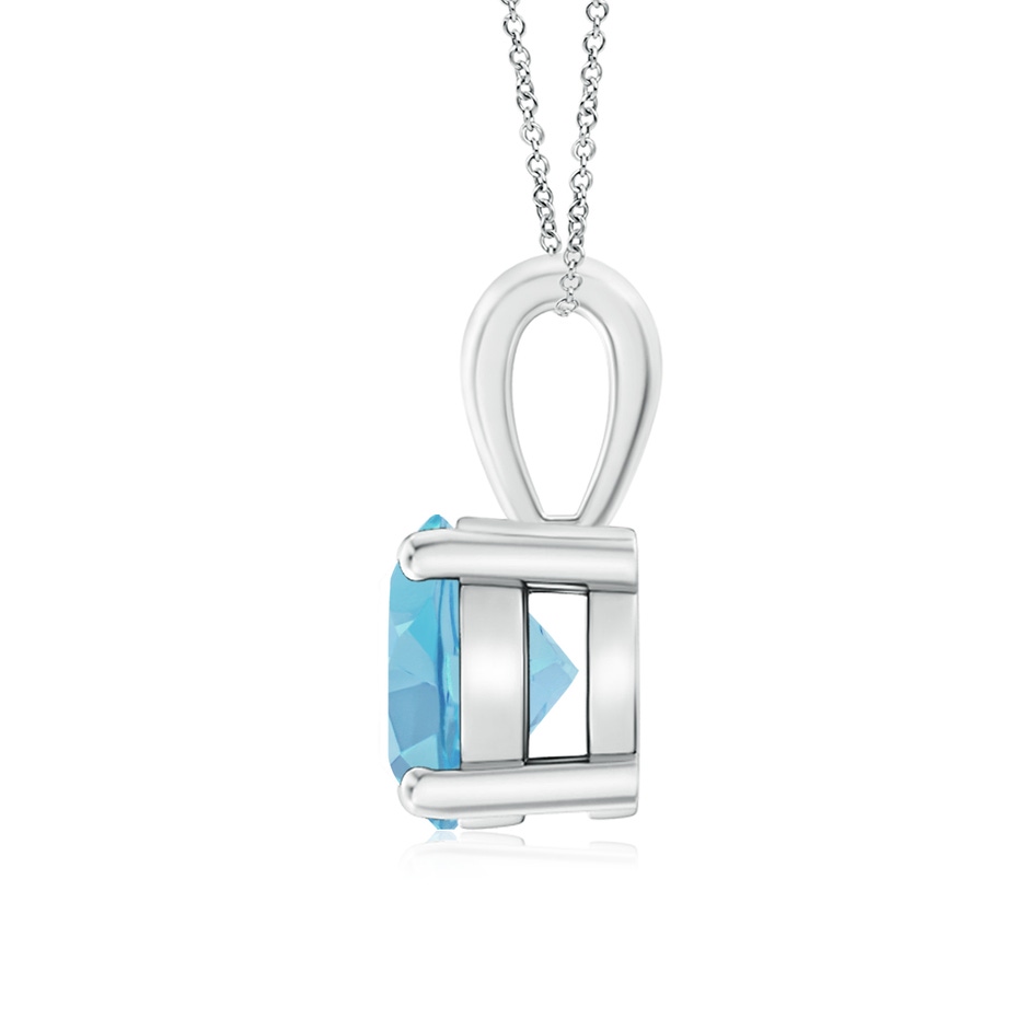 7mm A Classic Prong-Set Round Swiss Blue Topaz Solitaire Pendant in P950 Platinum side 199