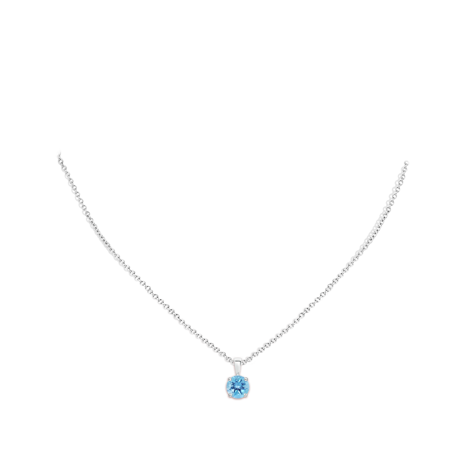 7mm A Classic Prong-Set Round Swiss Blue Topaz Solitaire Pendant in P950 Platinum pen