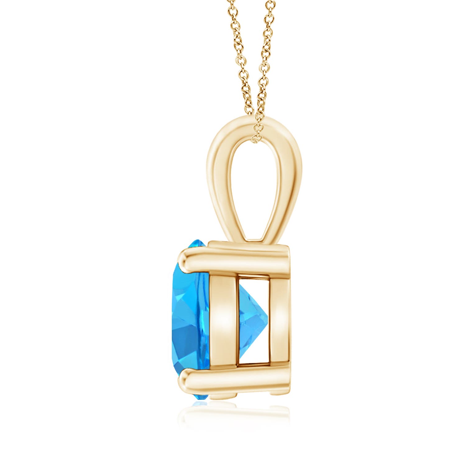 8mm AAA Classic Prong-Set Round Swiss Blue Topaz Solitaire Pendant in 18K Yellow Gold