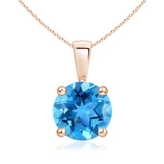 8mm AAA Classic Round Swiss Blue Topaz Solitaire Pendant in Rose Gold