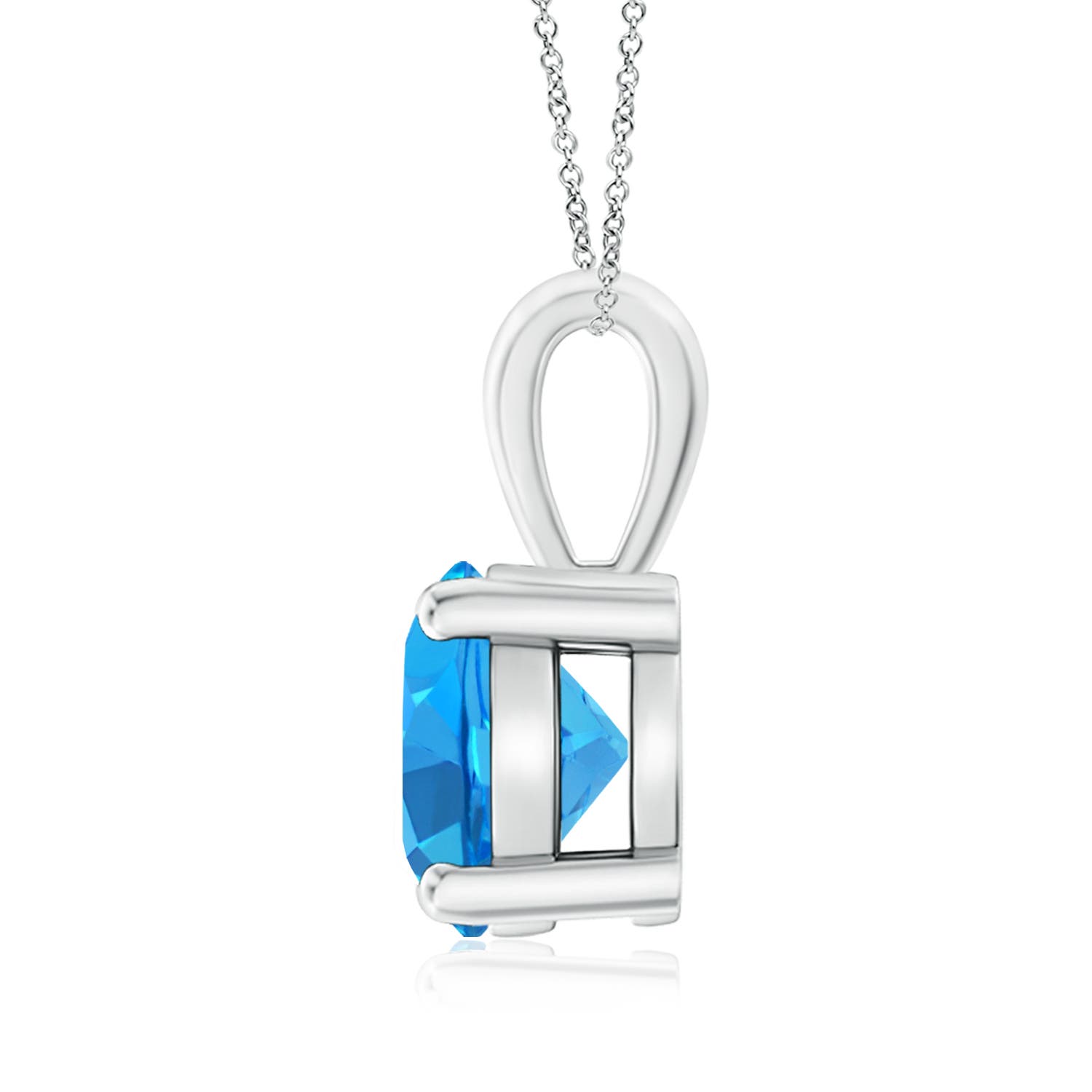 Classic Prong-Set Round Swiss Blue Topaz Solitaire Pendant