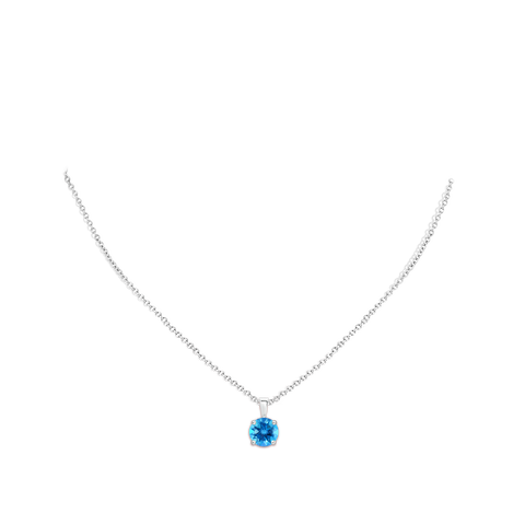 Classic Prong-Set Round Swiss Blue Topaz Solitaire Pendant