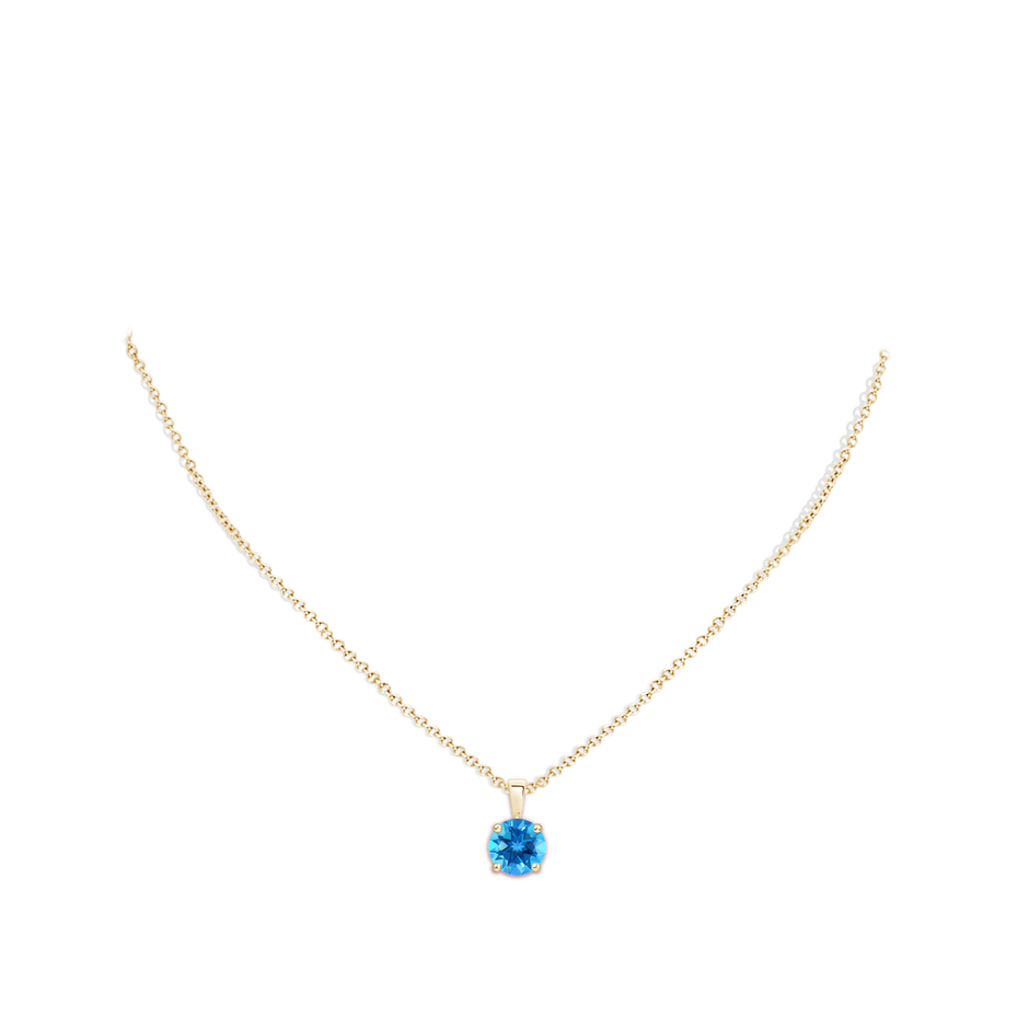8mm AAAA Classic Prong-Set Round Swiss Blue Topaz Solitaire Pendant in Yellow Gold pen