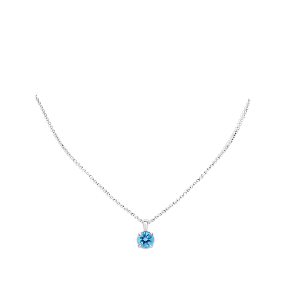 9mm AA Classic Prong-Set Round Swiss Blue Topaz Solitaire Pendant in S999 Silver pen