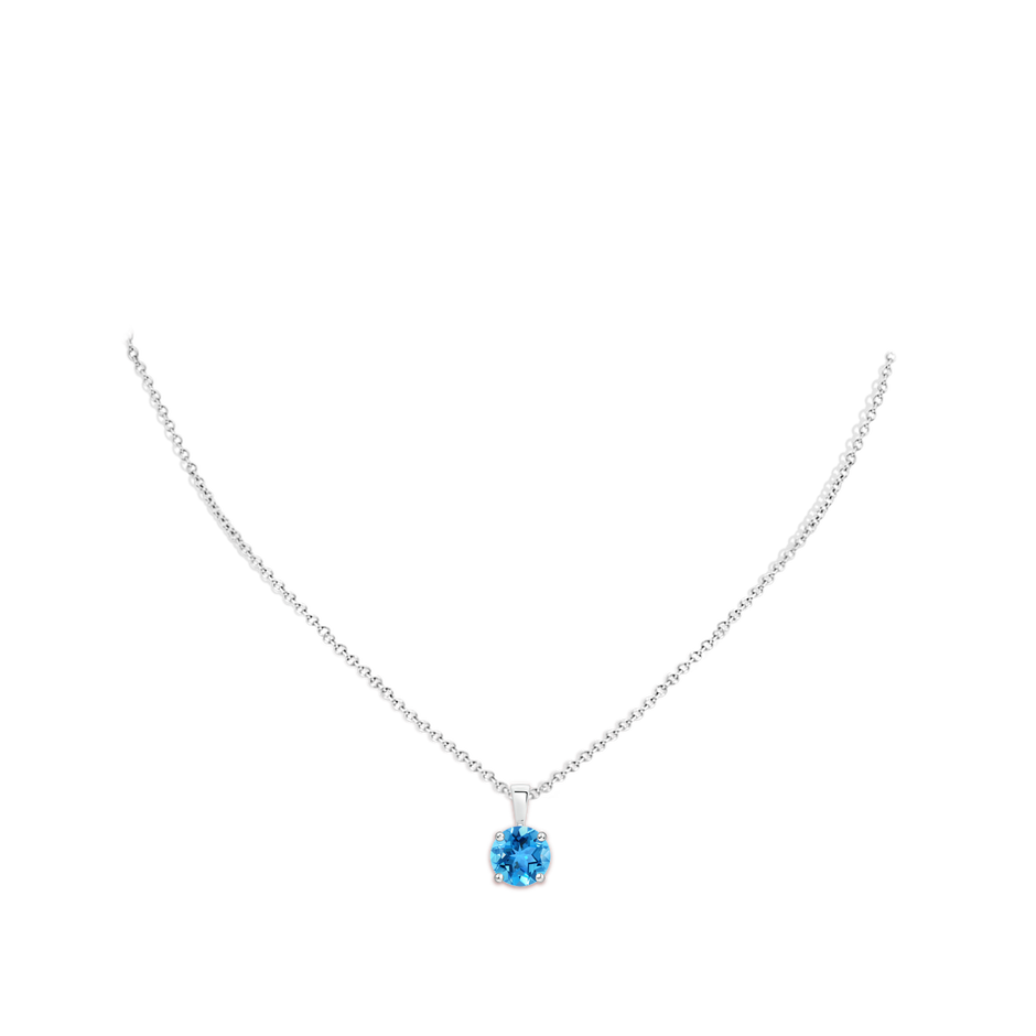 9mm AAA Classic Prong-Set Round Swiss Blue Topaz Solitaire Pendant in S999 Silver pen