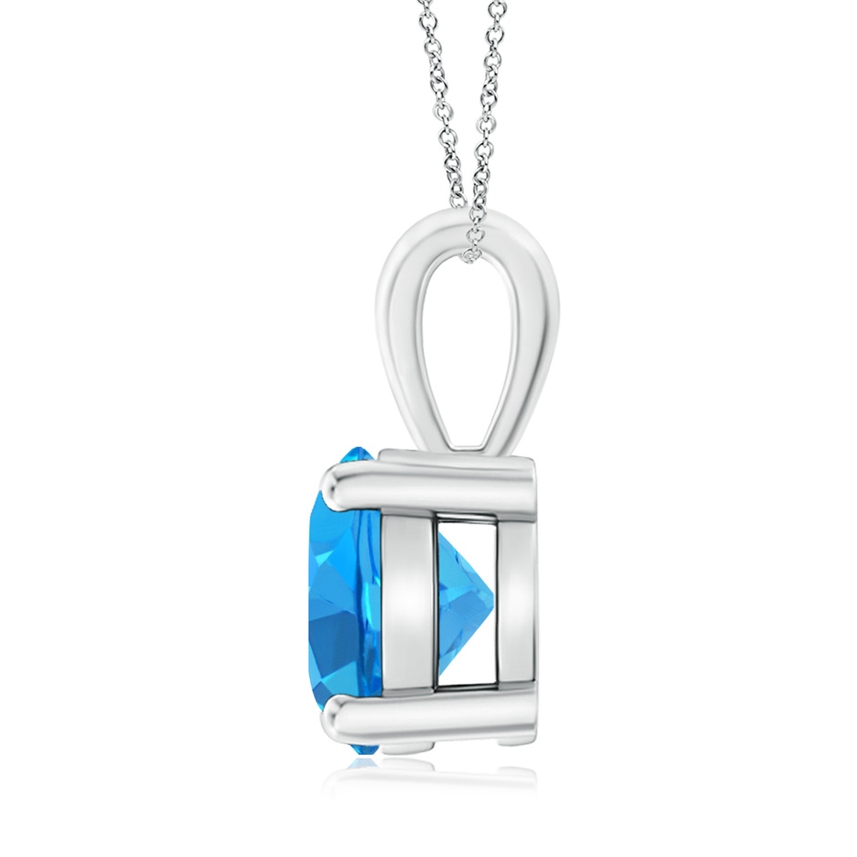 9mm AAAA Classic Prong-Set Round Swiss Blue Topaz Solitaire Pendant in P950 Platinum side 199