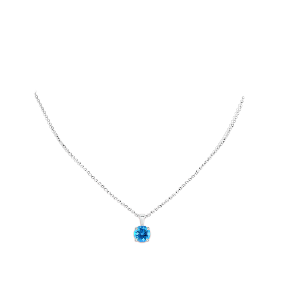 9mm AAAA Classic Prong-Set Round Swiss Blue Topaz Solitaire Pendant in P950 Platinum pen
