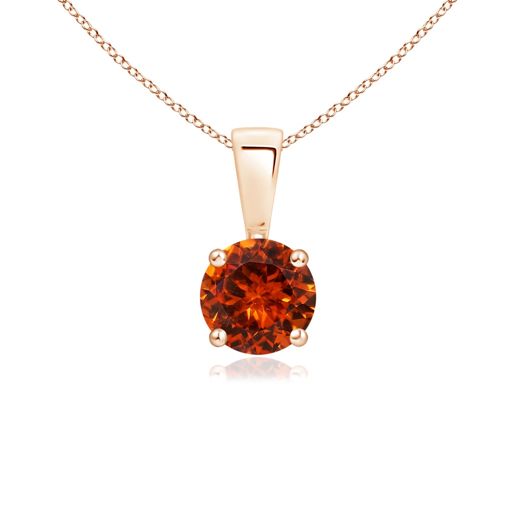 5mm AAAA Classic Round Spessartite Solitaire Pendant in Rose Gold