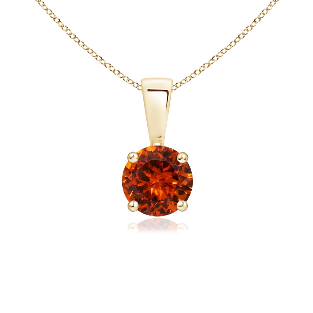 5mm AAAA Classic Round Spessartite Solitaire Pendant in Yellow Gold