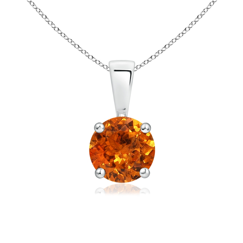 6mm AAA Classic Round Spessartite Solitaire Pendant in White Gold