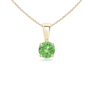 4mm A Classic Prong-Set Round Tsavorite Solitaire Pendant in Yellow Gold