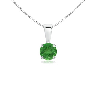 4mm AA Classic Prong-Set Round Tsavorite Solitaire Pendant in White Gold