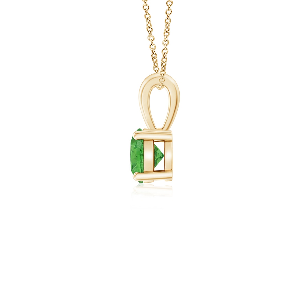 4mm AAA Classic Prong-Set Round Tsavorite Solitaire Pendant in Yellow Gold - side 199