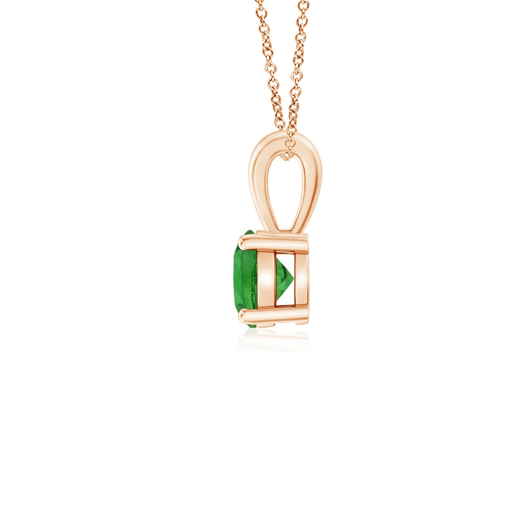 4mm AAAA Classic Prong-Set Round Tsavorite Solitaire Pendant in Rose Gold - side 199
