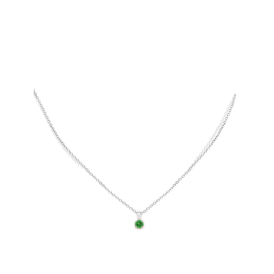 4mm AAAA Classic Prong-Set Round Tsavorite Solitaire Pendant in S999 Silver pen