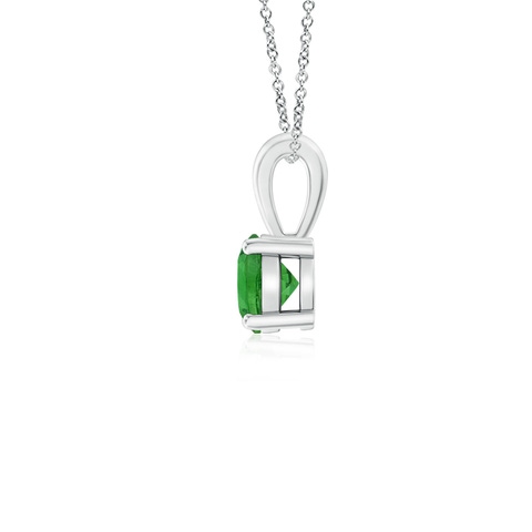 4mm AAAA Classic Prong-Set Round Tsavorite Solitaire Pendant in White Gold - side 3