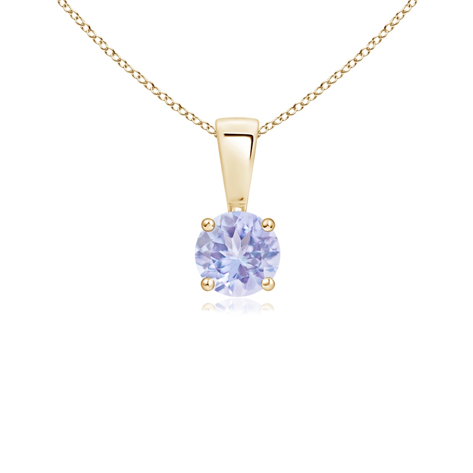 4mm A Classic Prong-Set Round Tanzanite Solitaire Pendant in Yellow Gold 