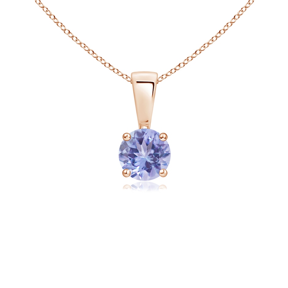 4mm AA Classic Prong-Set Round Tanzanite Solitaire Pendant in Rose Gold 
