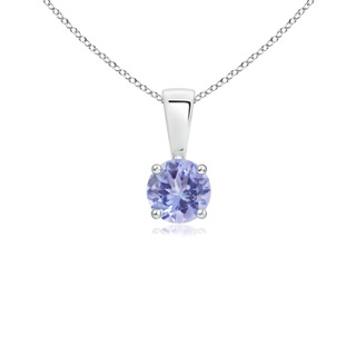 4mm AA Classic Prong-Set Round Tanzanite Solitaire Pendant in White Gold