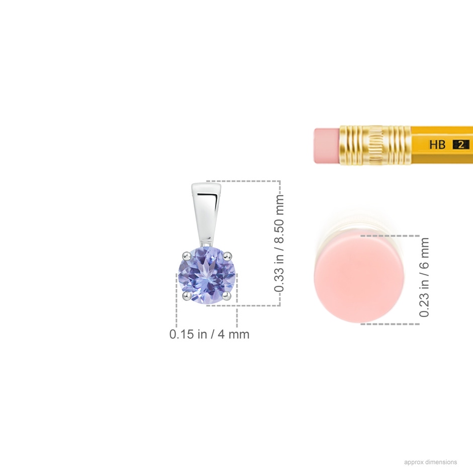 4mm AA Classic Prong-Set Round Tanzanite Solitaire Pendant in White Gold ruler