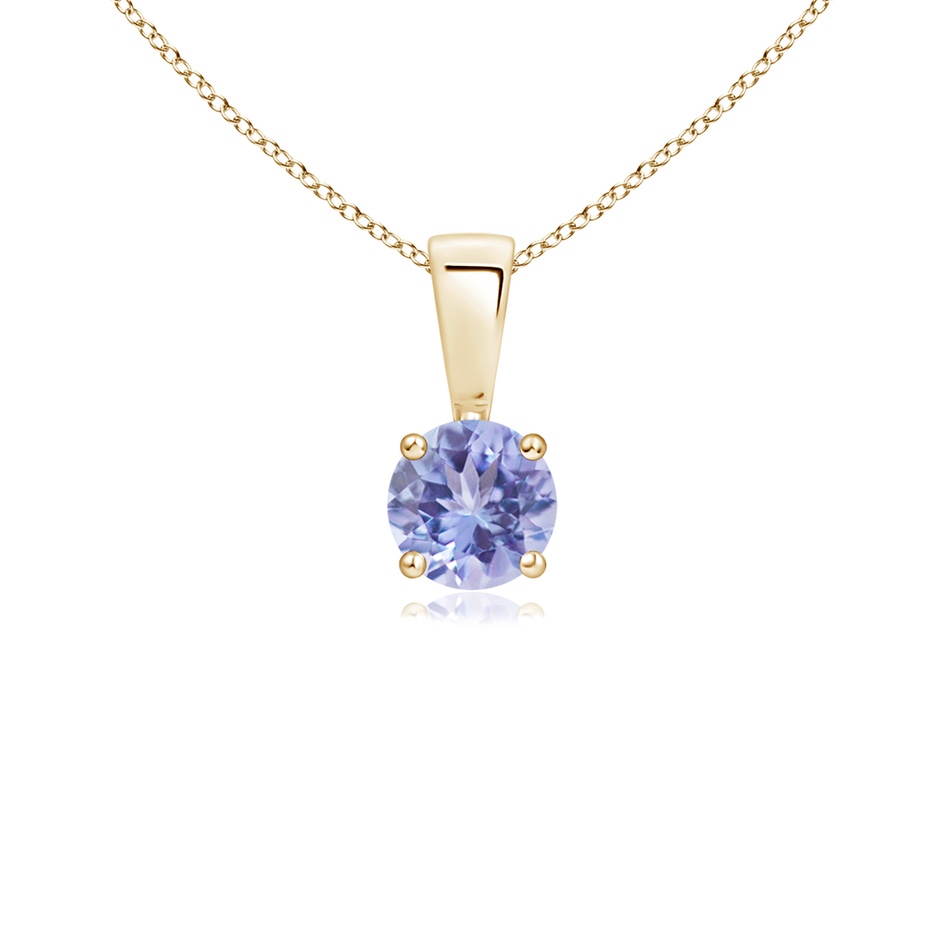 4mm AA Classic Prong-Set Round Tanzanite Solitaire Pendant in Yellow Gold 