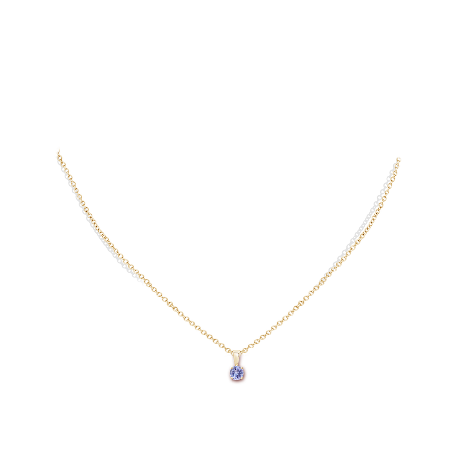 4mm AA Classic Prong-Set Round Tanzanite Solitaire Pendant in Yellow Gold pen