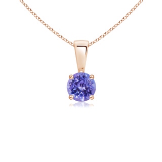 4mm AAA Classic Prong-Set Round Tanzanite Solitaire Pendant in Rose Gold