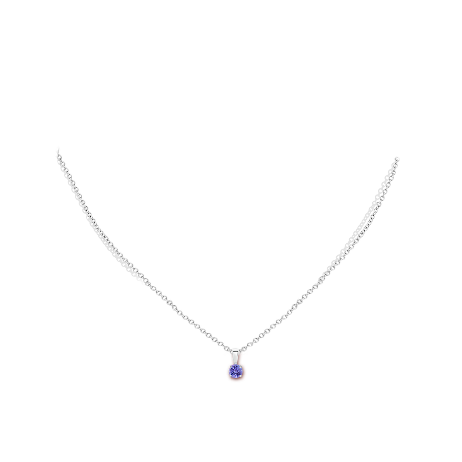 4mm AAA Classic Prong-Set Round Tanzanite Solitaire Pendant in White Gold pen