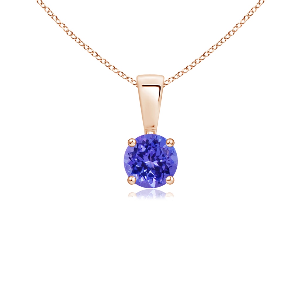 4mm AAAA Classic Round Tanzanite Solitaire Pendant in Rose Gold