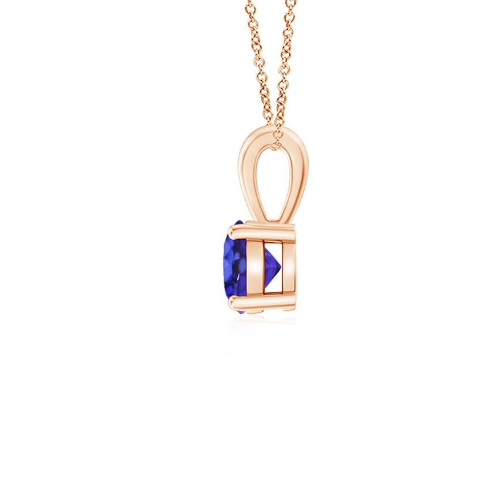 4mm AAAA Classic Round Tanzanite Solitaire Pendant in Rose Gold Side 1