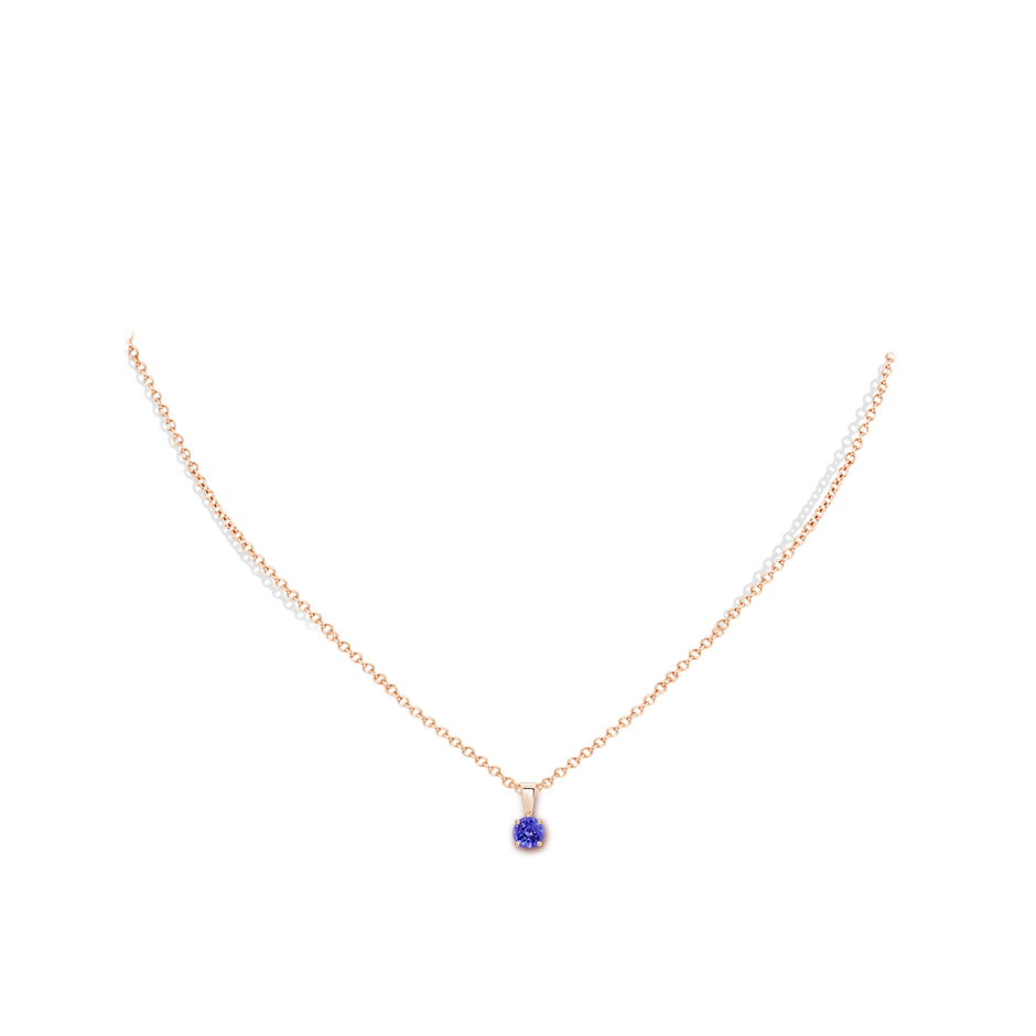 4mm AAAA Classic Prong-Set Round Tanzanite Solitaire Pendant in Rose Gold pen