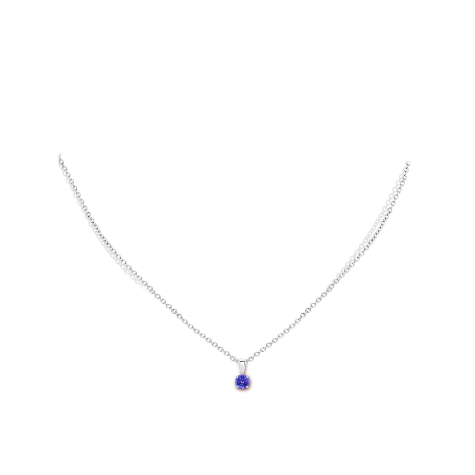 4mm AAAA Classic Prong-Set Round Tanzanite Solitaire Pendant in S999 Silver pen