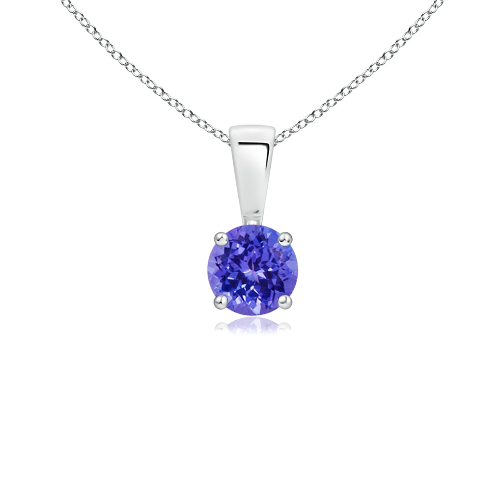 4mm AAAA Classic Prong-Set Round Tanzanite Solitaire Pendant in White Gold