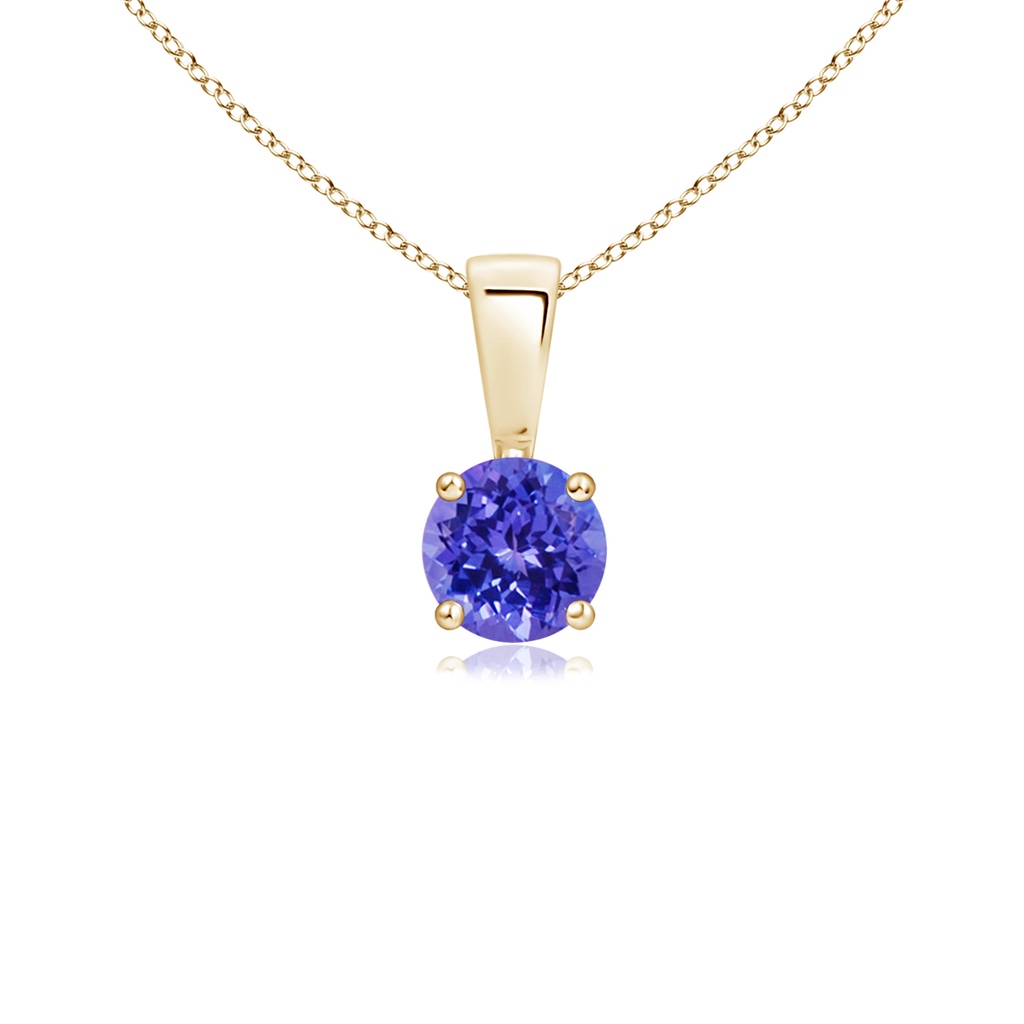 4mm AAAA Classic Round Tanzanite Solitaire Pendant in Yellow Gold