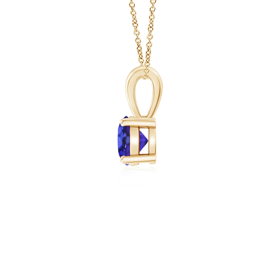 4mm AAAA Classic Round Tanzanite Solitaire Pendant in Yellow Gold Side 1