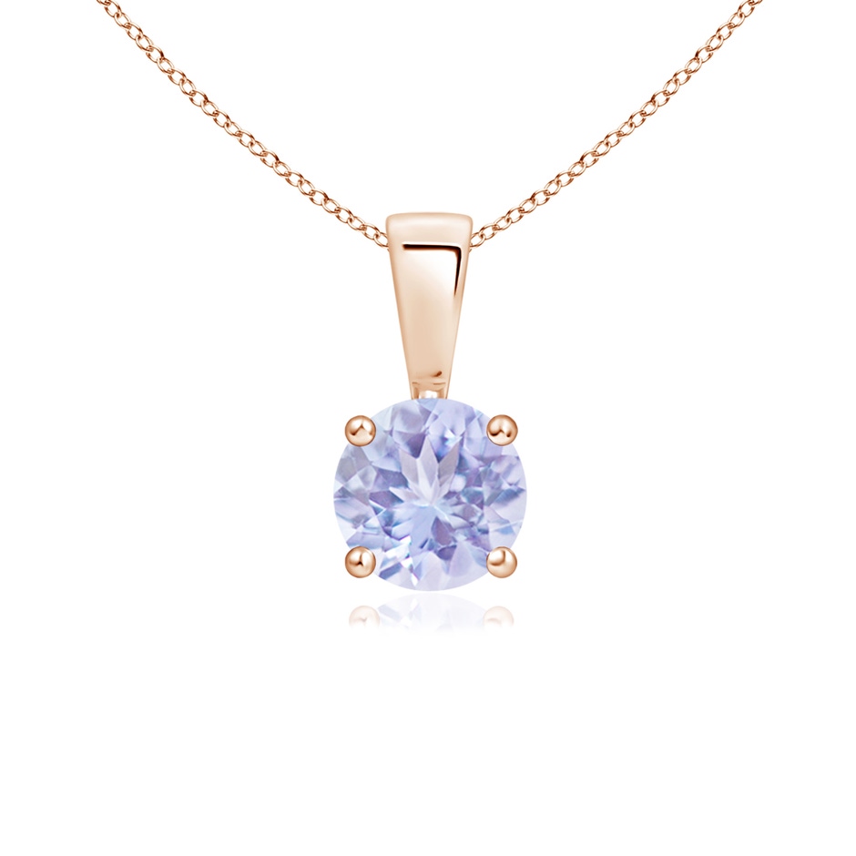 5mm A Classic Prong-Set Round Tanzanite Solitaire Pendant in Rose Gold 