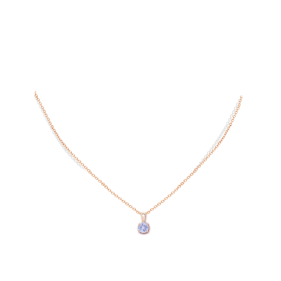 5mm A Classic Prong-Set Round Tanzanite Solitaire Pendant in Rose Gold pen