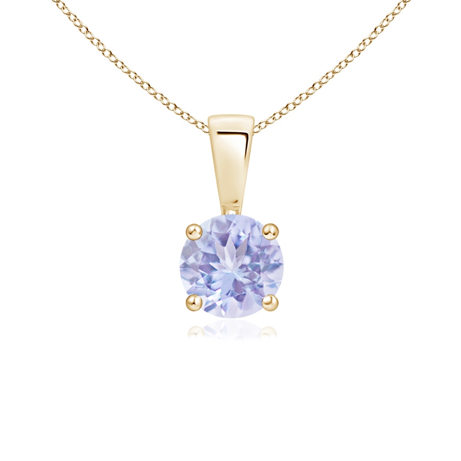 5mm A Classic Prong-Set Round Tanzanite Solitaire Pendant in Yellow Gold 