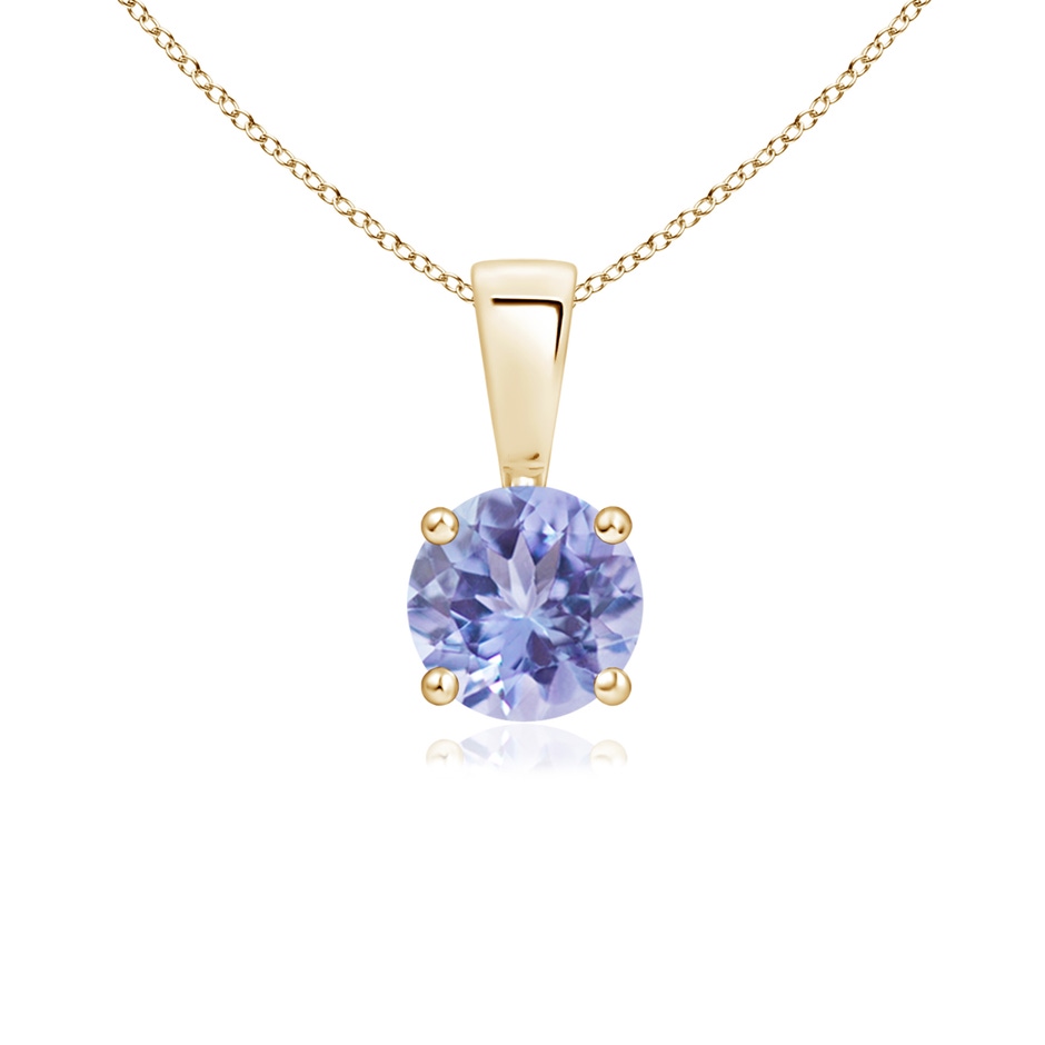 5mm AA Classic Prong-Set Round Tanzanite Solitaire Pendant in Yellow Gold 