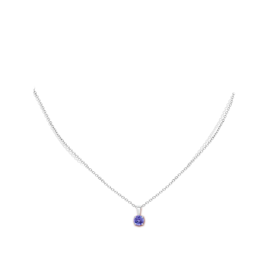 5mm AAA Classic Prong-Set Round Tanzanite Solitaire Pendant in S999 Silver pen