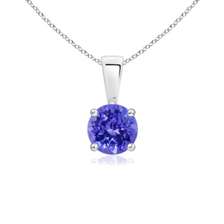 5mm AAAA Classic Round Tanzanite Solitaire Pendant in 10K White Gold